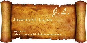 Javorszki Lajos névjegykártya